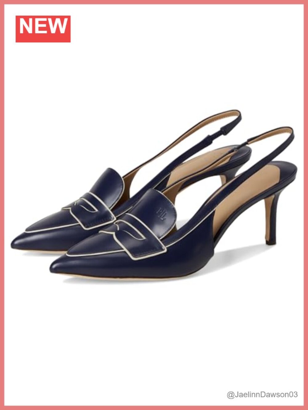 Lauren Ralph Lauren Khloe Two-Tone Slingback Loafer Pumps Leather Pointed Toe